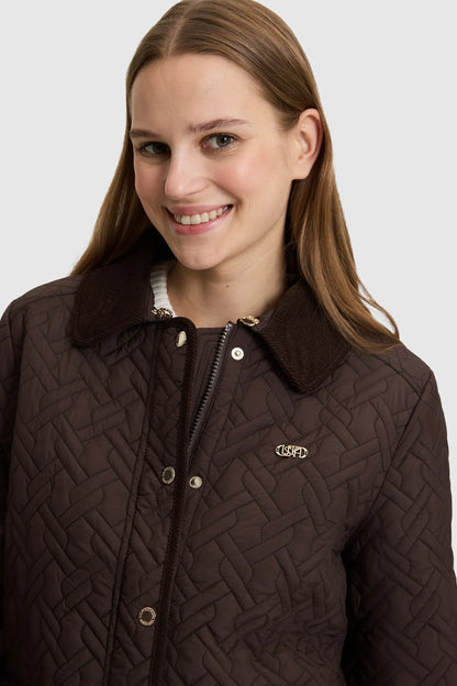 U.S. Polo Assn. Dark Brown Women Dark Brown Diamond Quilted Barn Jacket SKU: G082SZ0MS0 PU-13438_VR084 Image 02