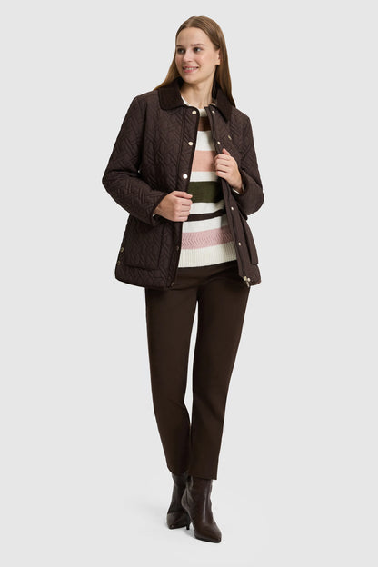 U.S. Polo Assn. Dark Brown Women Dark Brown Diamond Quilted Barn Jacket SKU: G082SZ0MS0 PU-13438_VR084 Image 04