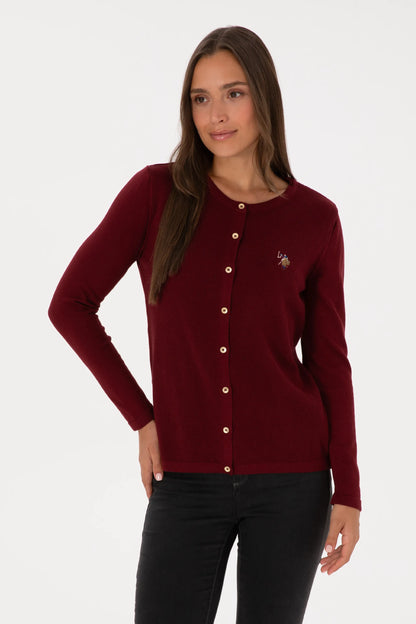 U.S. Polo Assn. Bordeaux Women Bordeaux Button Through Fine Knit Cardigan SKU: G082SZ0TH0 2226378_VR014 Image 03