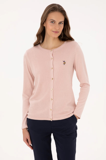 U.S. Polo Assn. Powder Women Powder Button Through Fine Knit Cardigan SKU: G082SZ0TH0 2226378_VR042 Image 03