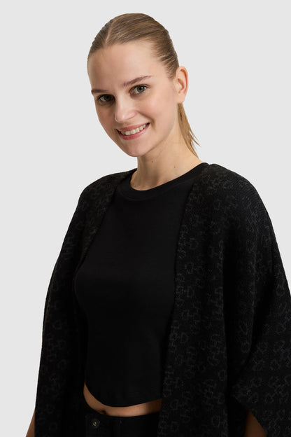 U.S. Polo Assn. Black Women Black Open Front Knitted Poncho SKU: G082SZ0TH0 PU-14984_VR046 Image 02
