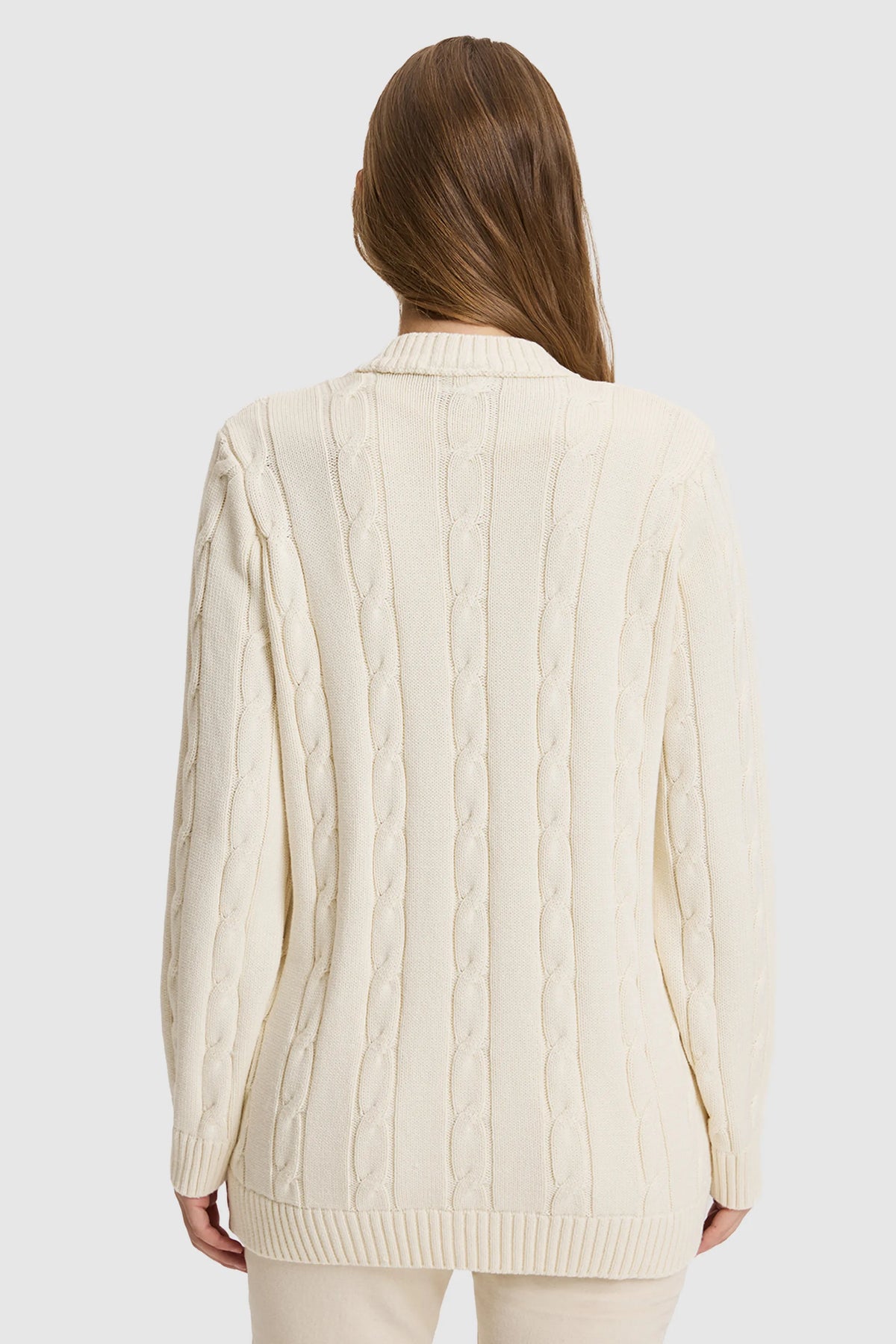 U.S. Polo Assn. Ivory Women Ivory Cable Knit Button Through Cardigan SKU: G082SZ0TH0 PU-16441_VR265 Image 06