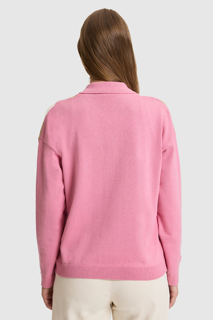 U.S. Polo Assn. Pink Women Pink Long Sleeve Argyle Knitted Polo Shirt SKU: G082SZ0TK0 PU-14327_VR041 Image 05