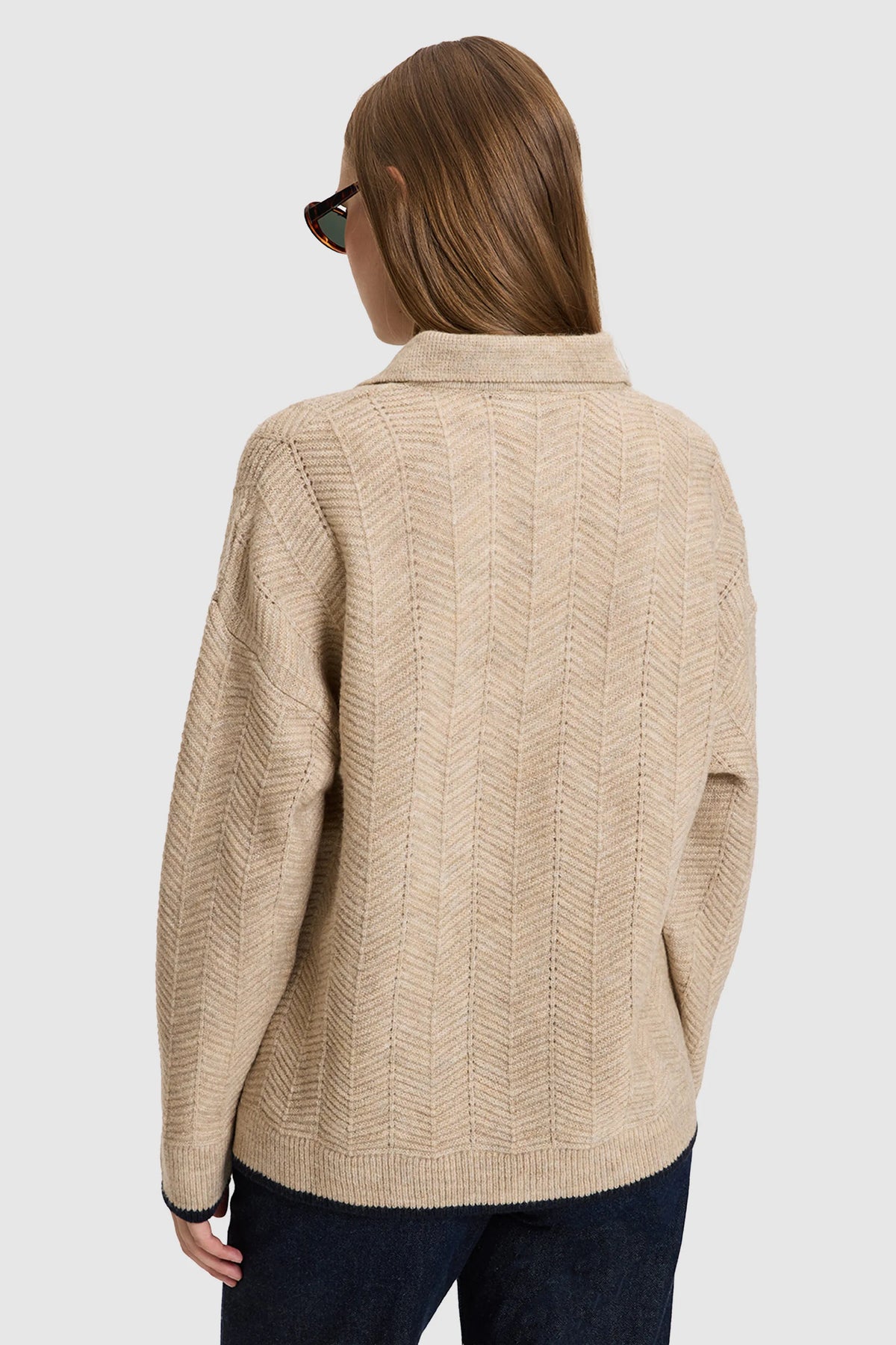 U.S. Polo Assn. Camel Women Camel Long Sleeve Knitted Open Collar Polo Shirt SKU: G082SZ0TK0 PU-14329_VR015 Image 05