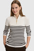 U.S. Polo Assn. Ivory Women Ivory Striped Half Zip Knitted Pullover SKU: G082SZ0TK0 PU-14338_VR265 Image 01