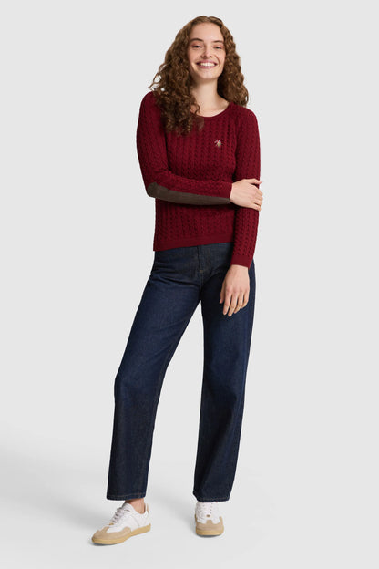 U.S. Polo Assn. Bordeaux Women Bordeaux Cable Knit Crew Neck Pullover SKU: G082SZ0TK0 PU-14842_VR014 Image 04
