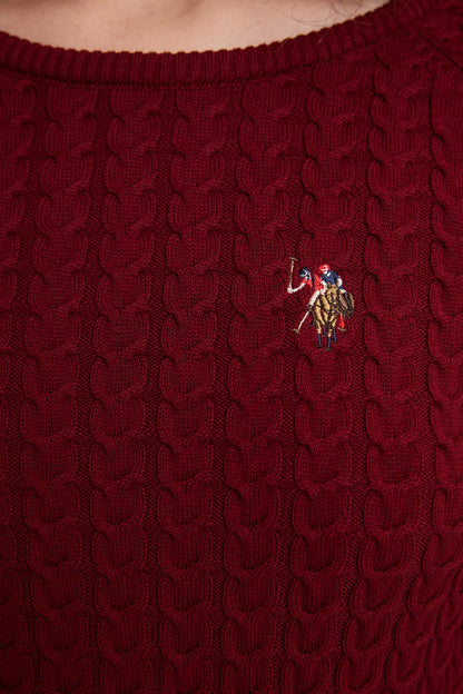 U.S. Polo Assn. Bordeaux Women Bordeaux Cable Knit Crew Neck Pullover SKU: G082SZ0TK0 PU-14842_VR014 Image 06
