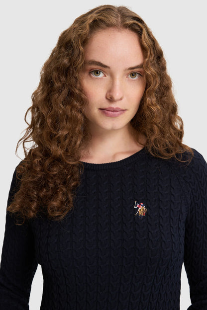 U.S. Polo Assn. Navy Women Navy Cable Knit Crew Neck Pullover SKU: G082SZ0TK0 PU-14842_VR033 Image 02