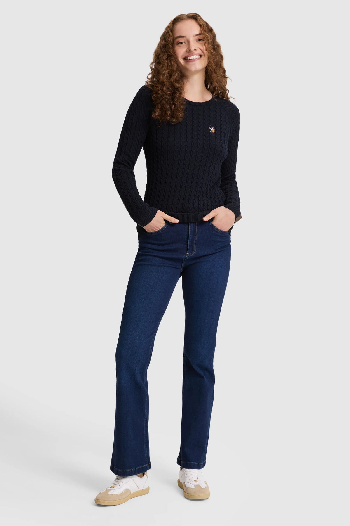 U.S. Polo Assn. Navy Women Navy Cable Knit Crew Neck Pullover SKU: G082SZ0TK0 PU-14842_VR033 Image 04