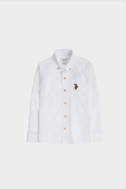 U.S. Polo Assn. White Boys White Long Sleeve Oxford Shirt SKU: G083SZ0040 PU-8822_VR013 Image 02