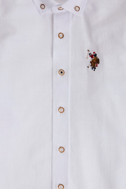 U.S. Polo Assn. White Boys White Long Sleeve Oxford Shirt SKU: G083SZ0040 PU-8822_VR013 Image 04
