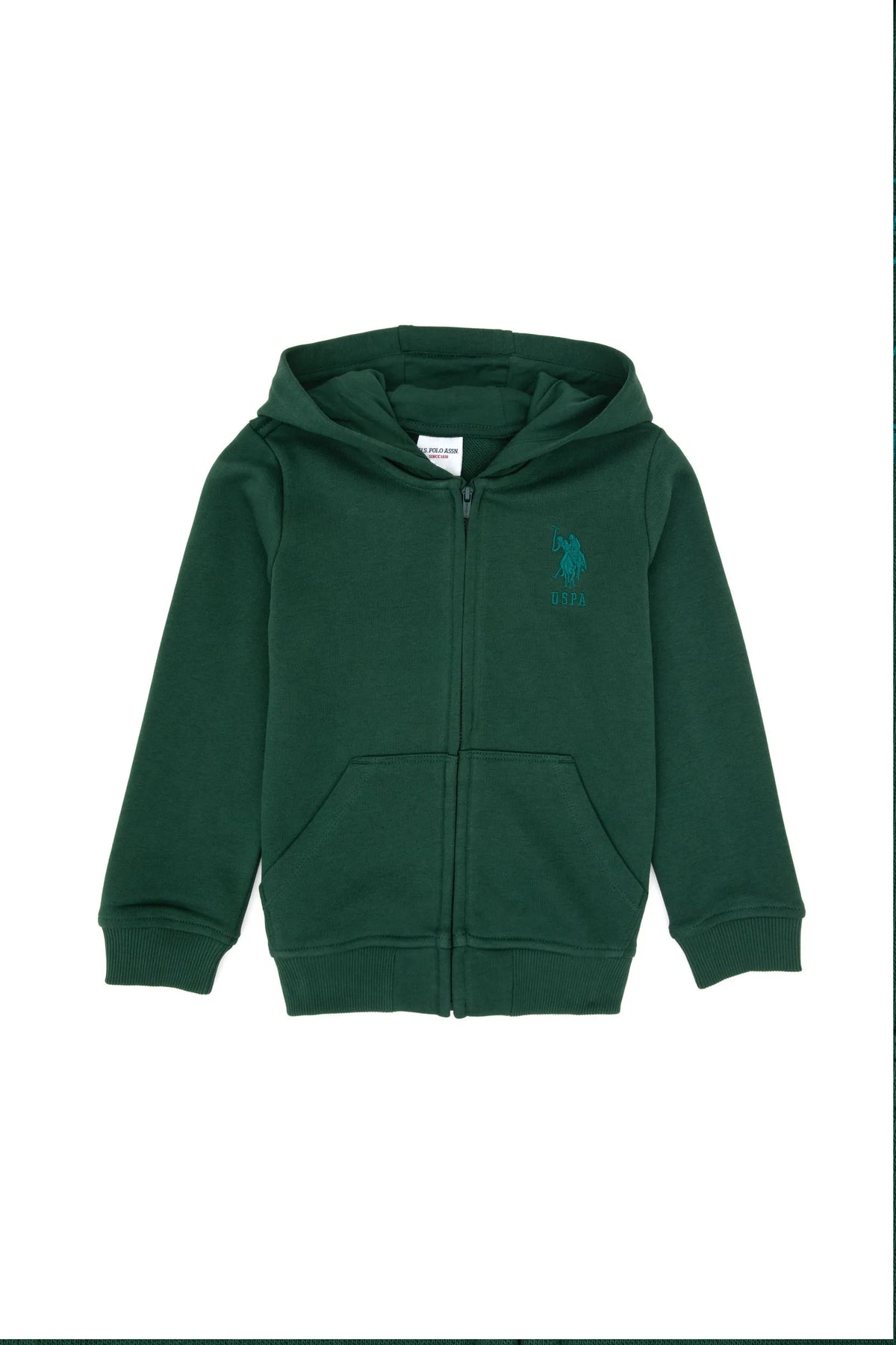 U.S. Polo Assn. Dark Green Boys Dark Green Zip Through Hooded Hoodie SKU: G083SZ0820 2235243_VR079 Image 01