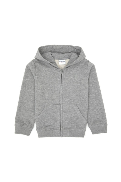 U.S. Polo Assn. Grey Melange Boys Grey Melange Zip Through Hooded Hoodie SKU: G083SZ0820 2235243_VR086 Image 01