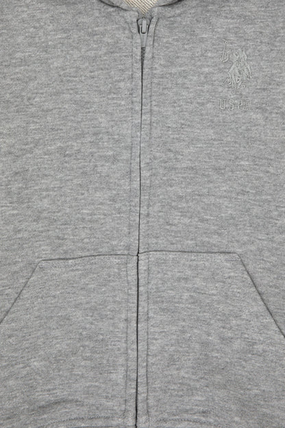 U.S. Polo Assn. Grey Melange Boys Grey Melange Zip Through Hooded Hoodie SKU: G083SZ0820 2235243_VR086 Image 03