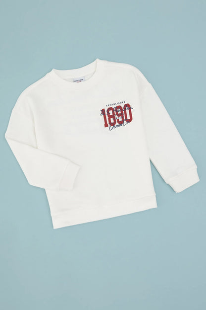 U.S. Polo Assn. Ecru Boys Ecru Crew Neck Printed Sweatshirt SKU: G083SZ0820 2236259_VR019 Image 01