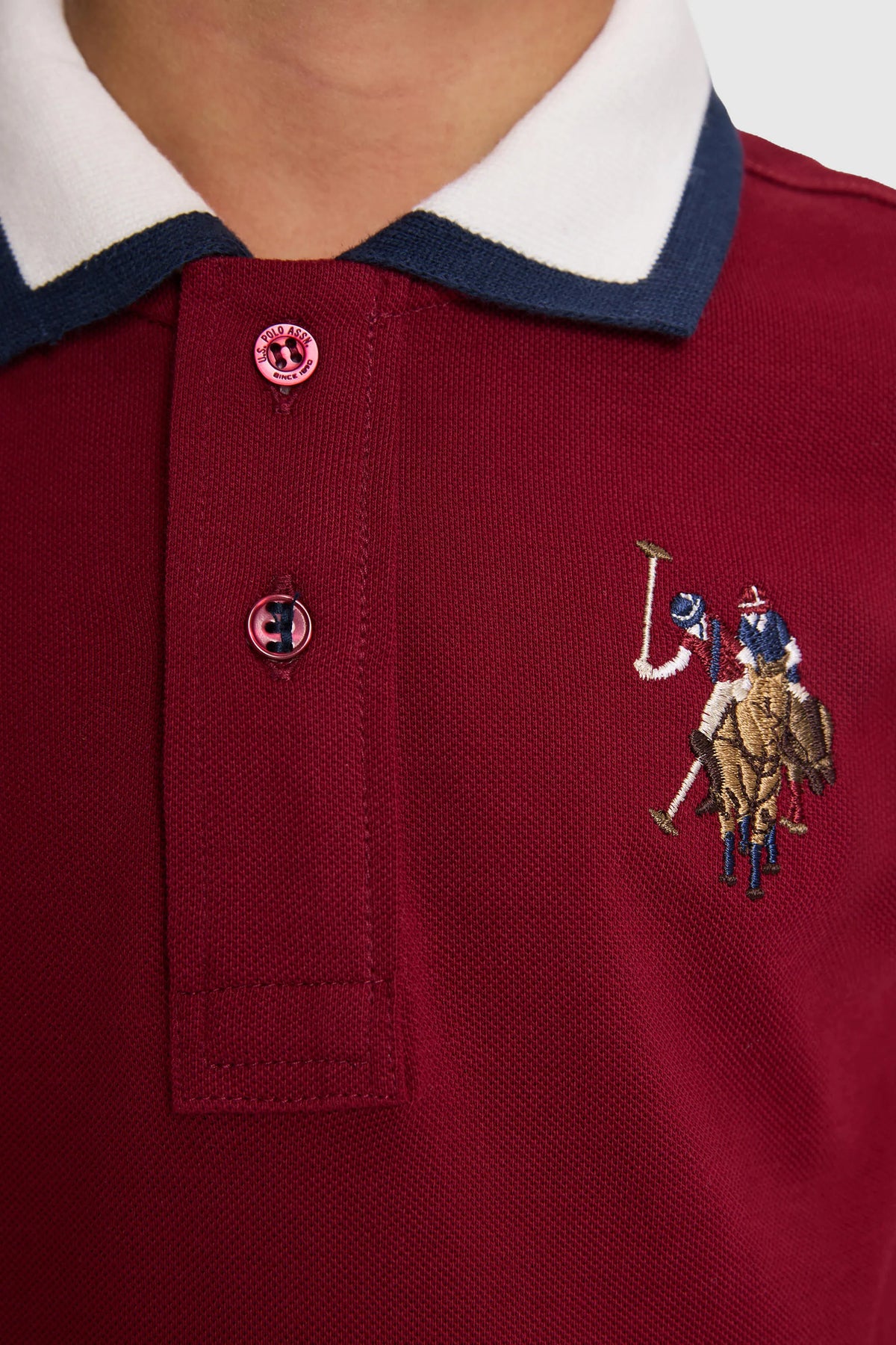 U.S. Polo Assn. Bordeaux Boys Bordeaux Long Sleeve Contrast Collar Rugby Polo Shirt SKU: G083SZ0820 PU-13177_VR014 Image 06