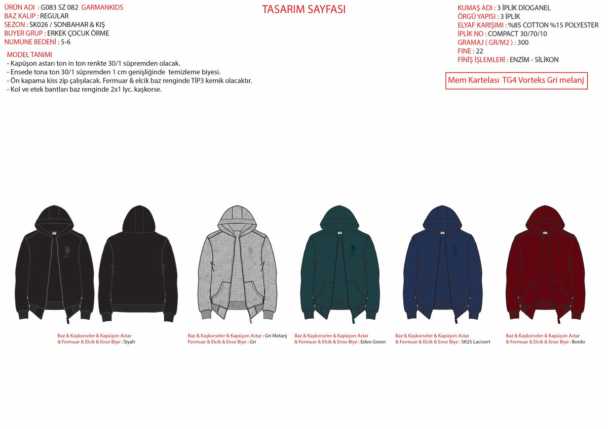 U.S. Polo Assn. Navy Boys Navy Zip Through Hooded Cotton Hoodie SKU: G083SZ0820 PU-13180_VR033 Image 01