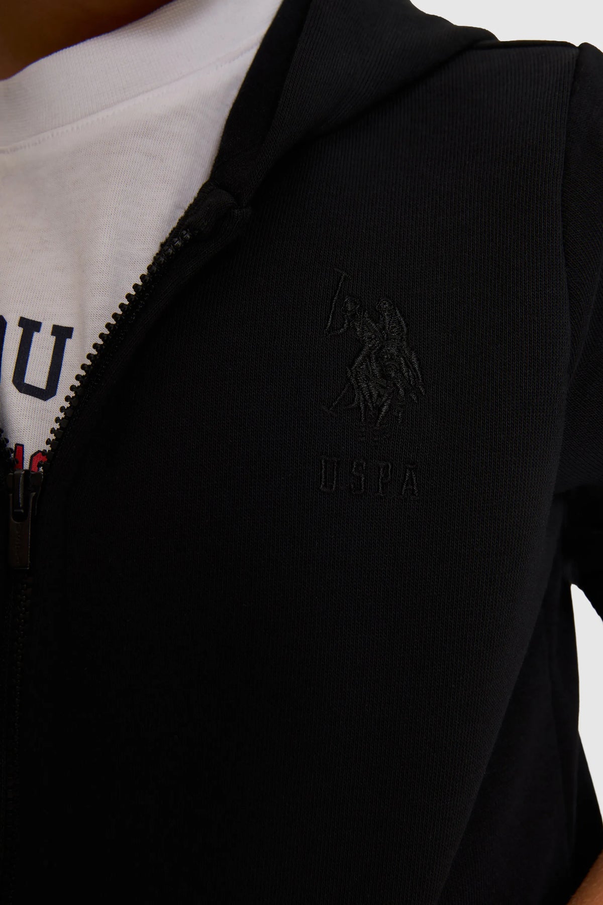 U.S. Polo Assn. Black Boys Black Zip Through Hooded Cotton Hoodie SKU: G083SZ0820 PU-13180_VR046 Image 06