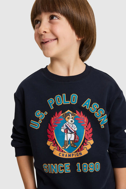 U.S. Polo Assn. Navy Boys Navy Crew Neck Printed Sweatshirt SKU: G083SZ0820 PU-13774_VR033 Image 02