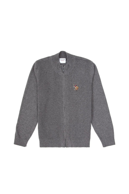 U.S. Polo Assn._Grey Melange_Grey Melange Zip Up Cardigan_G083SZ0TH0 2255674_VR086_01