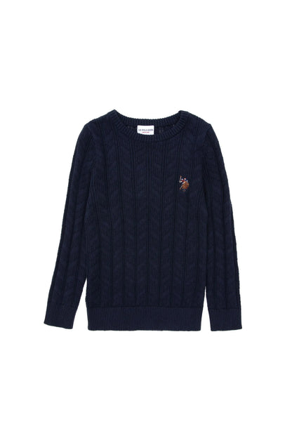 U.S. Polo Assn. Navy Boys Navy Cable Knit Crew Neck Sweater SKU: G083SZ0TK0 1921096_VR033 Image 01