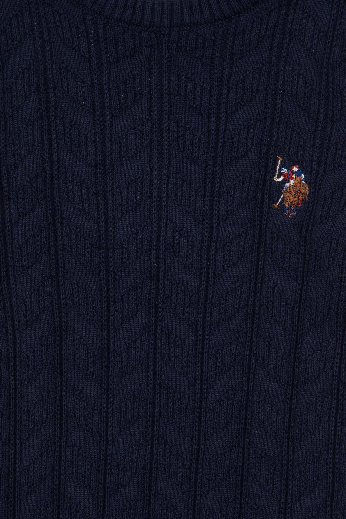 U.S. Polo Assn. Navy Boys Navy Cable Knit Crew Neck Sweater SKU: G083SZ0TK0 1921096_VR033 Image 03