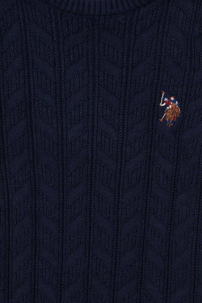 U.S. Polo Assn. Navy Boys Navy Cable Knit Crew Neck Sweater SKU: G083SZ0TK0 1921096_VR033 Image 04
