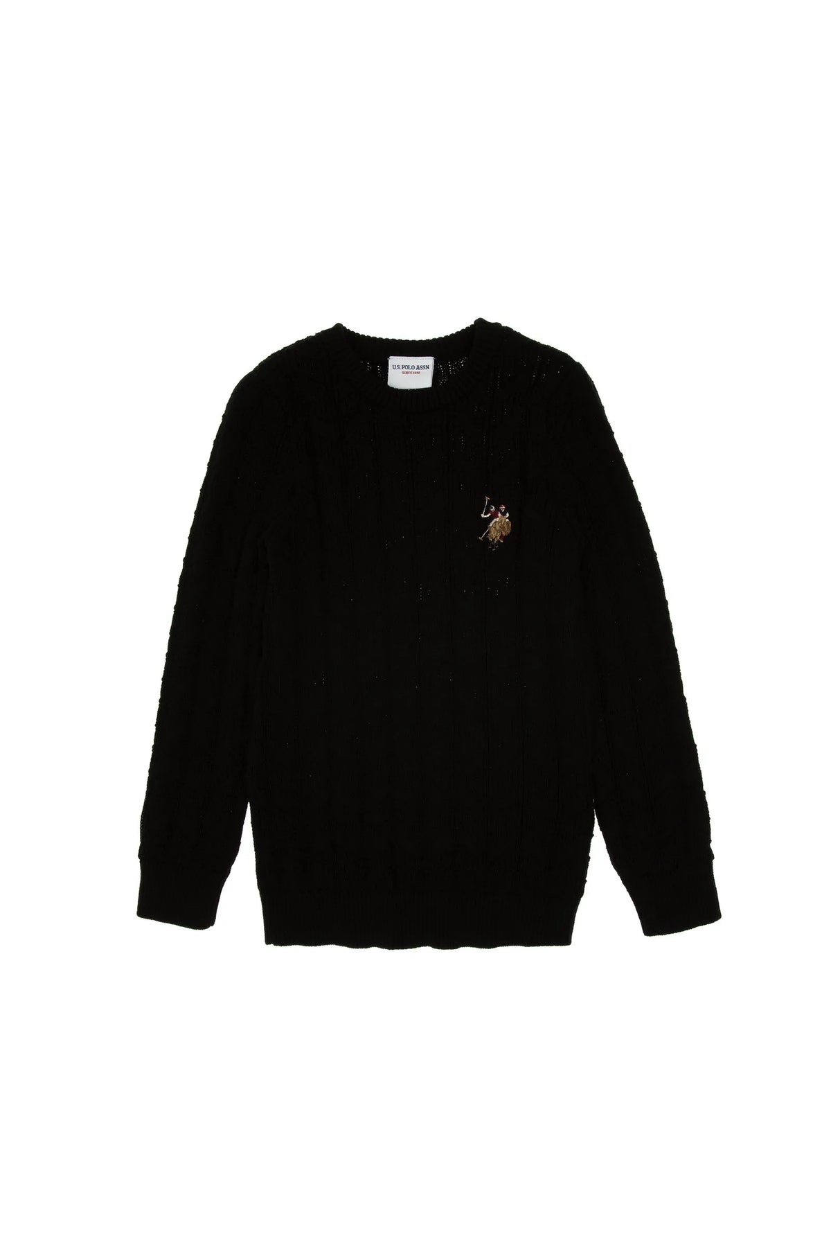 U.S. Polo Assn. Black Boys Black Fine Knit Crew Neck Sweater SKU: G083SZ0TK0 1921096_VR046 Image 01