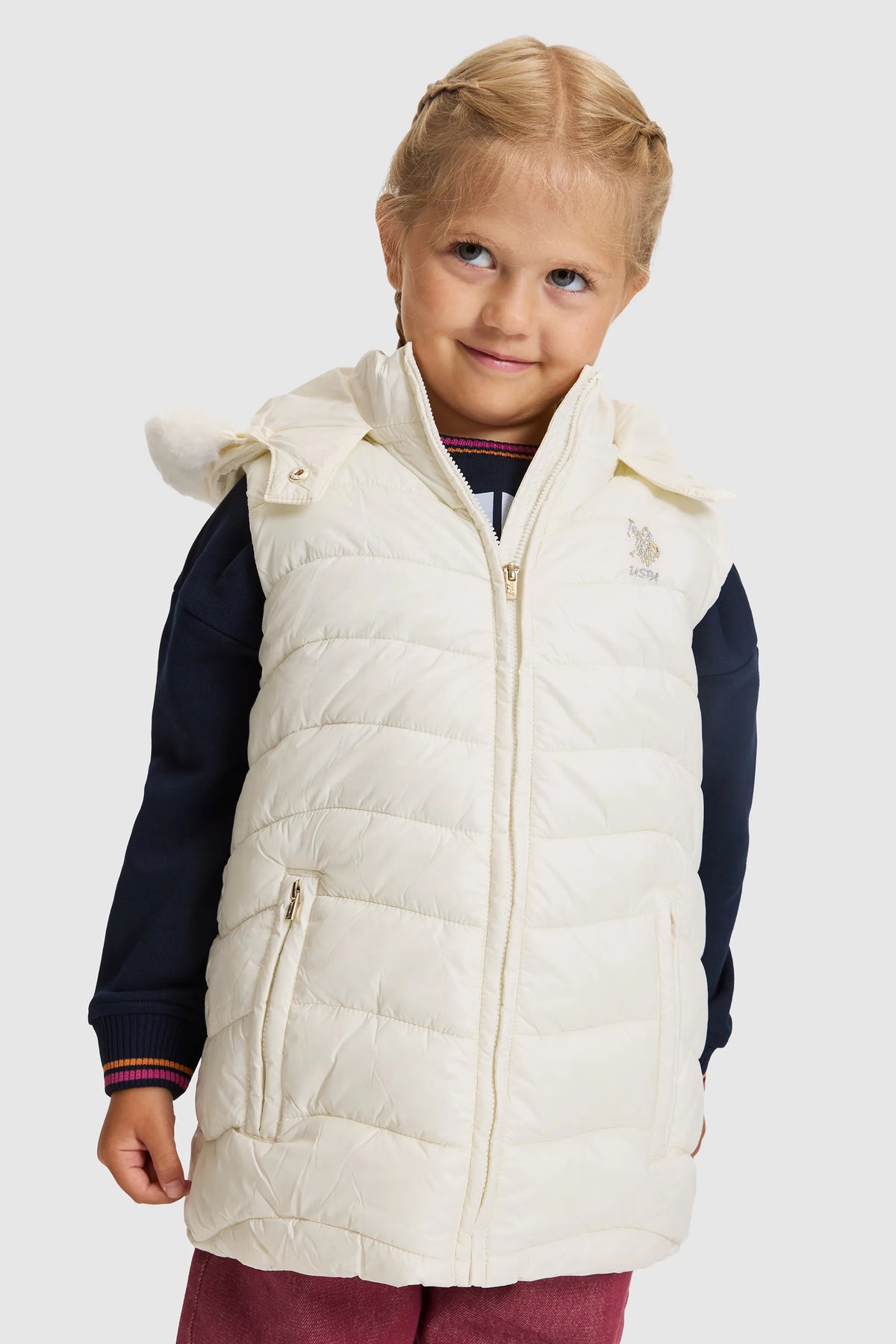 U.S. Polo Assn. Pearl Girls Pearl Hooded Padded Vest Jacket SKU: G084SZ0100 PU-13449_VR256 Image 03