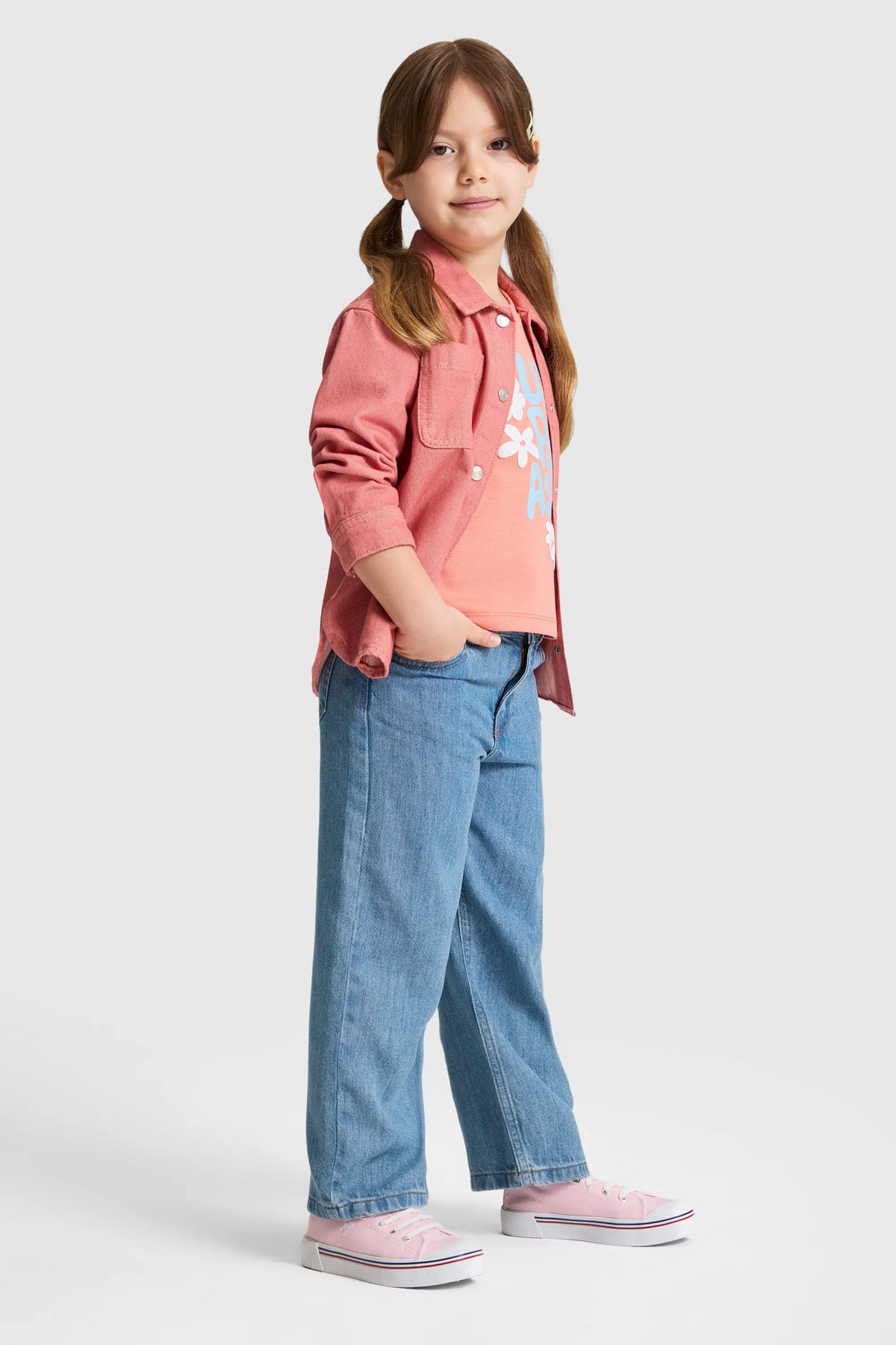 U.S. Polo Assn. Light Blue Girls Light Blue Wide Leg Jeans SKU: G084SZ0800 PU-10720_DN0021 Image 03