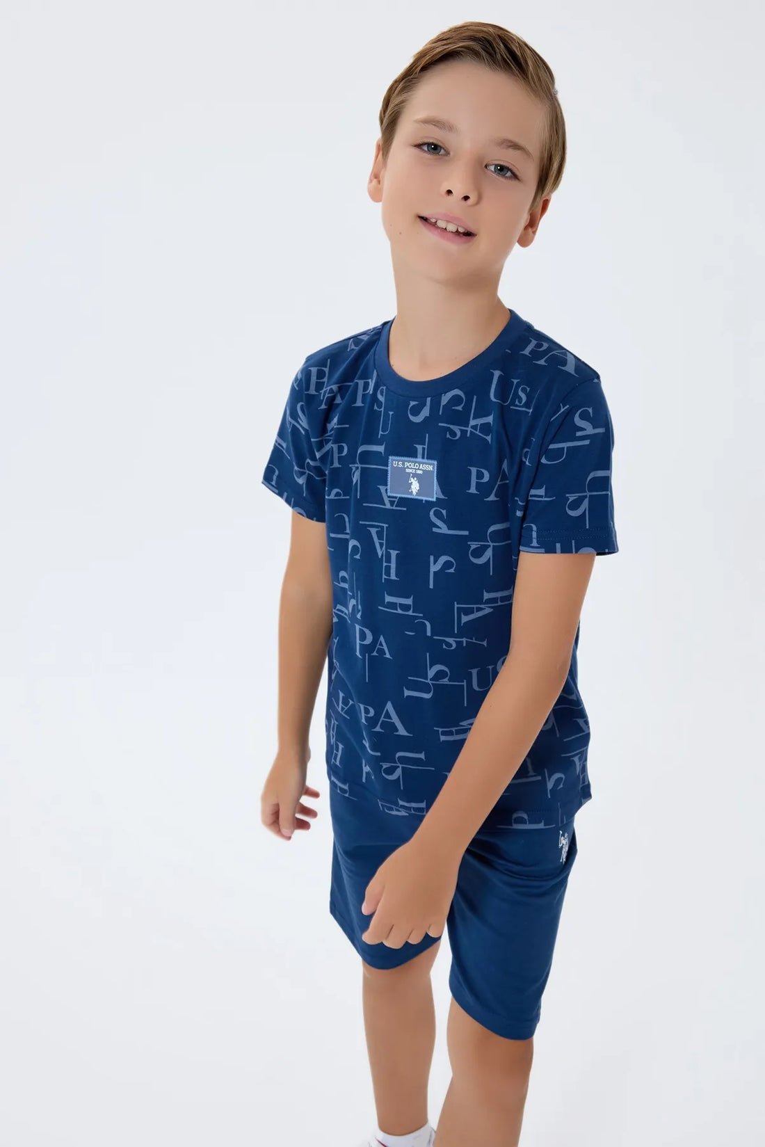 U.S. Polo Assn. Dark Indigo Boys Dark Indigo Two Pieces Set SKU: US2411_Dark Indigo Image 02