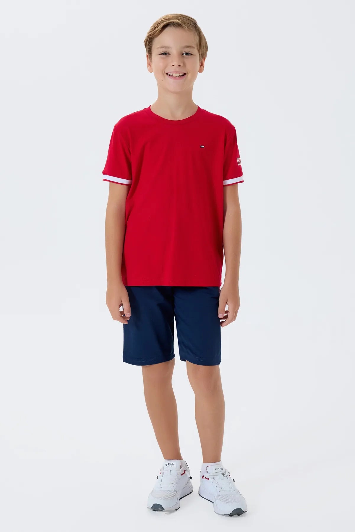 U.S. Polo Assn. Red Boys Red Two Pieces Set SKU: US2424_Red Image 03