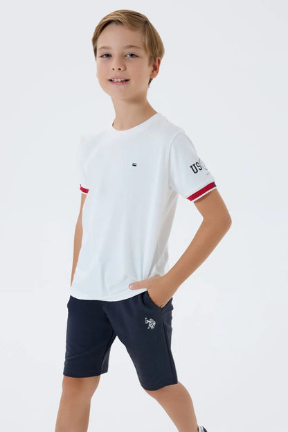 U.S. Polo Assn. White Boys White Two Pieces Set SKU: US2424_White Image 01