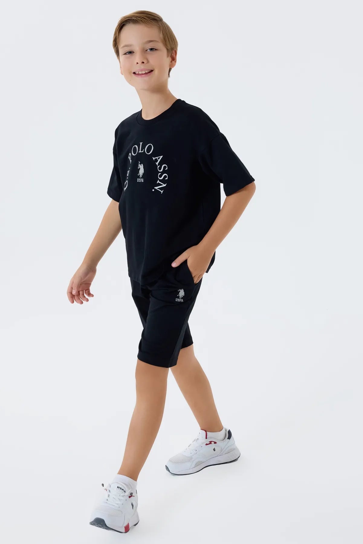 U.S. Polo Assn. Black Boys Black Two Pieces Set SKU: US2428_Black Image 02