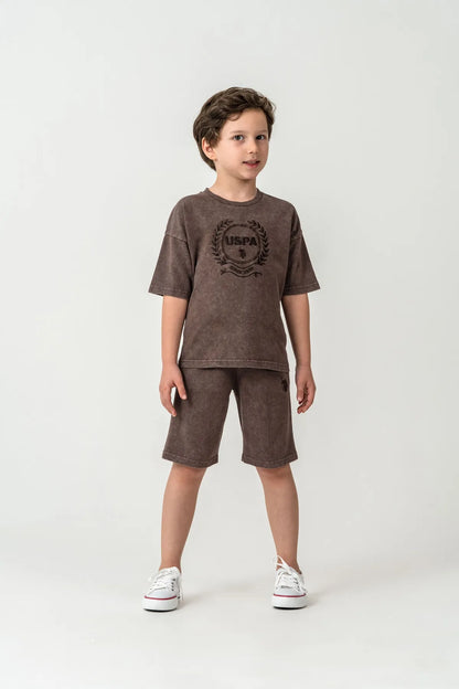 U.S. Polo Assn. Chocolate Boys Chocolate Two Pieces Set SKU: US2436_Chocolate Image 04