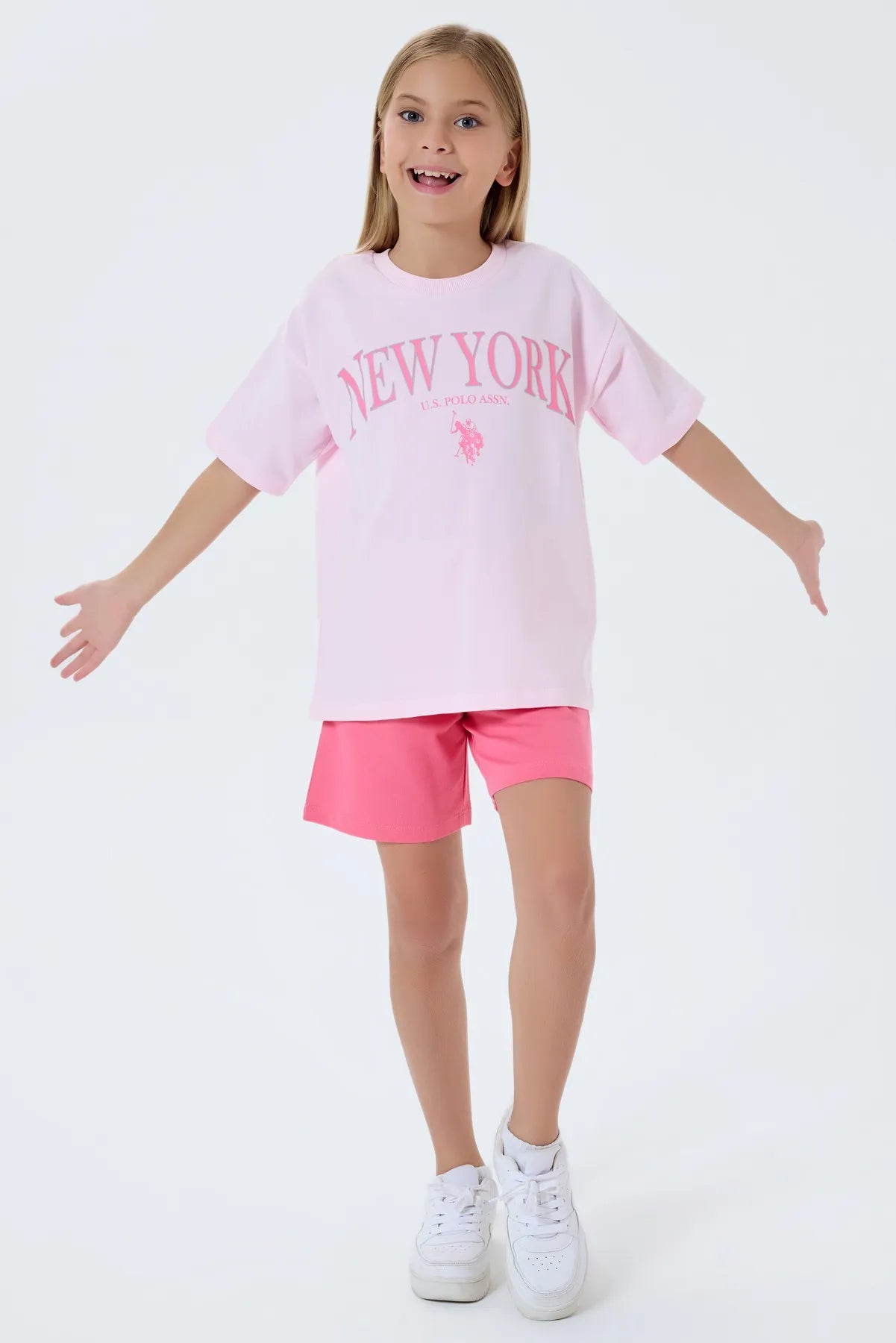 U.S. Polo Assn. Pink Girls Pink Two Pieces Set SKU: US2510_Pink Image 03