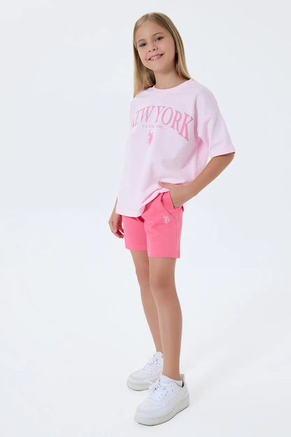 U.S. Polo Assn. Pink Girls Pink Two Pieces Set SKU: US2510_Pink Image 04