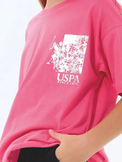 U.S. Polo Assn. Pink Girls Pink Two Pieces Set SKU: US2522_Pink Image 03