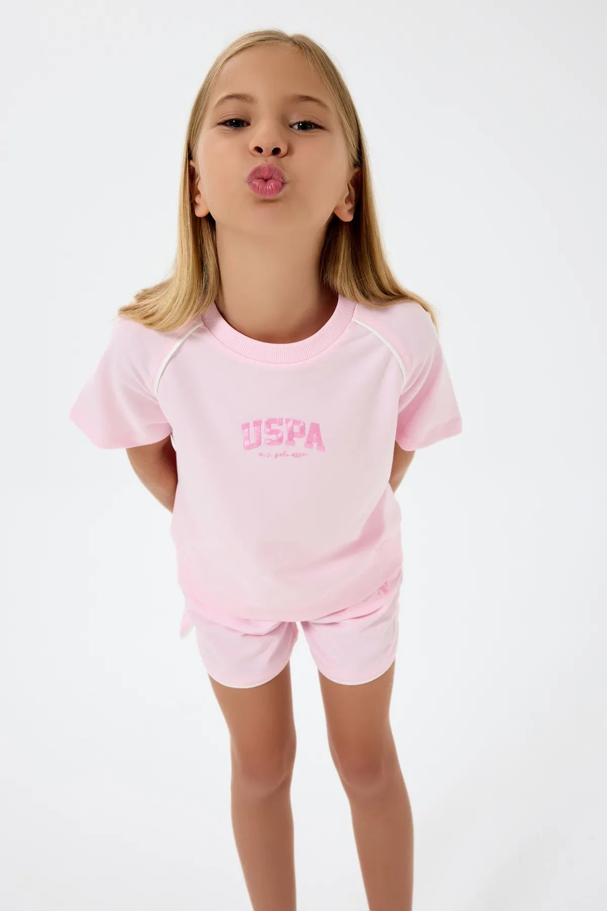 U.S. Polo Assn. Pink Girls Pink Two Pieces Set SKU: US2528_Pink Image 07