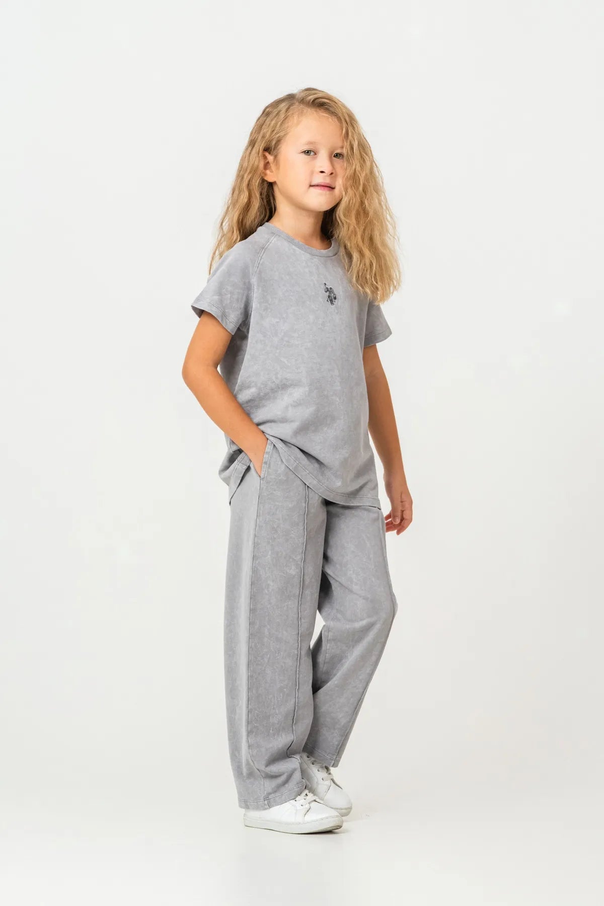 U.S. Polo Assn. Grey Girls Grey Two Pieces Set SKU: US2529_Grey Image 01