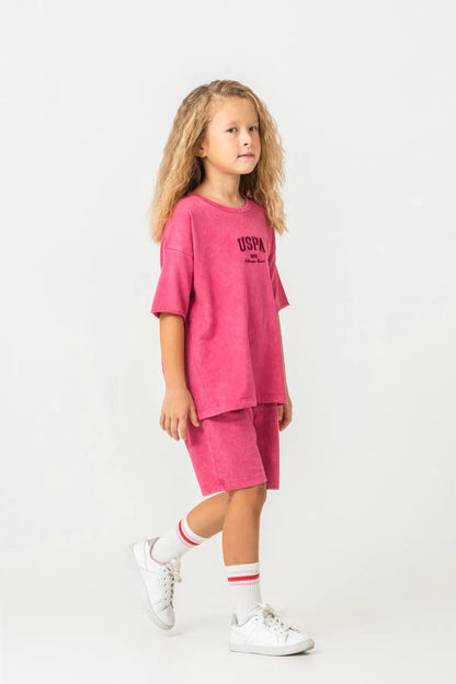 U.S. Polo Assn. Fuchsia Girls Fuchsia Two Pieces Set SKU: US2530_Fuchsia Image 06