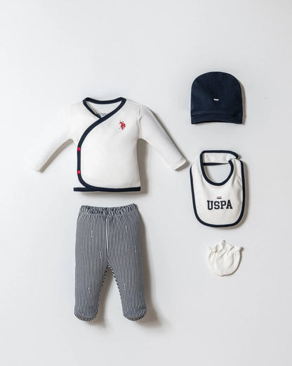 U.S. Polo Assn. White Baby Boy White 5 Pieces Set SKU: USB2859_White Image 01