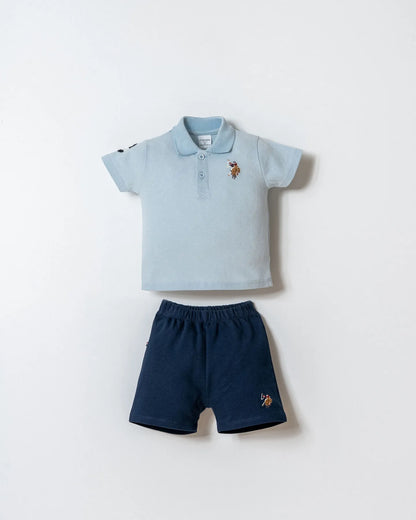 U.S. Polo Assn. Blue Baby Boy Blue T-Shirt and Short Set SKU: USB2885_Blue Image 01