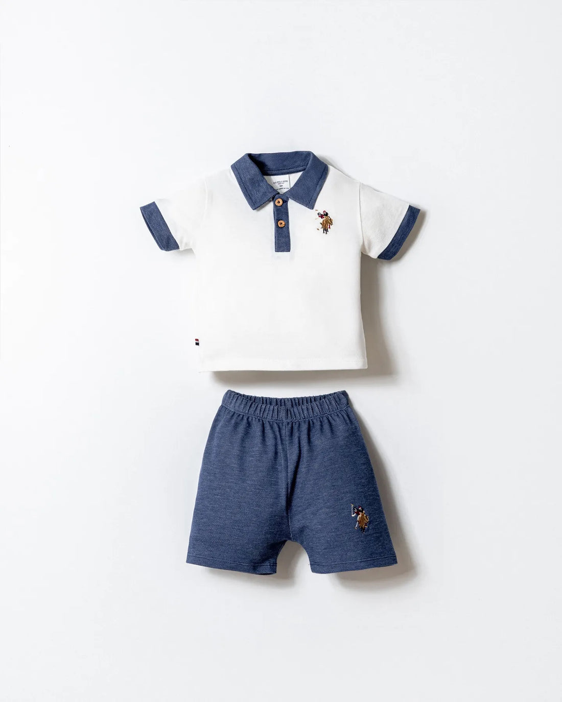U.S. Polo Assn. White Baby Boy White T-Shirt and Short Set SKU: USB2888_White Image 02