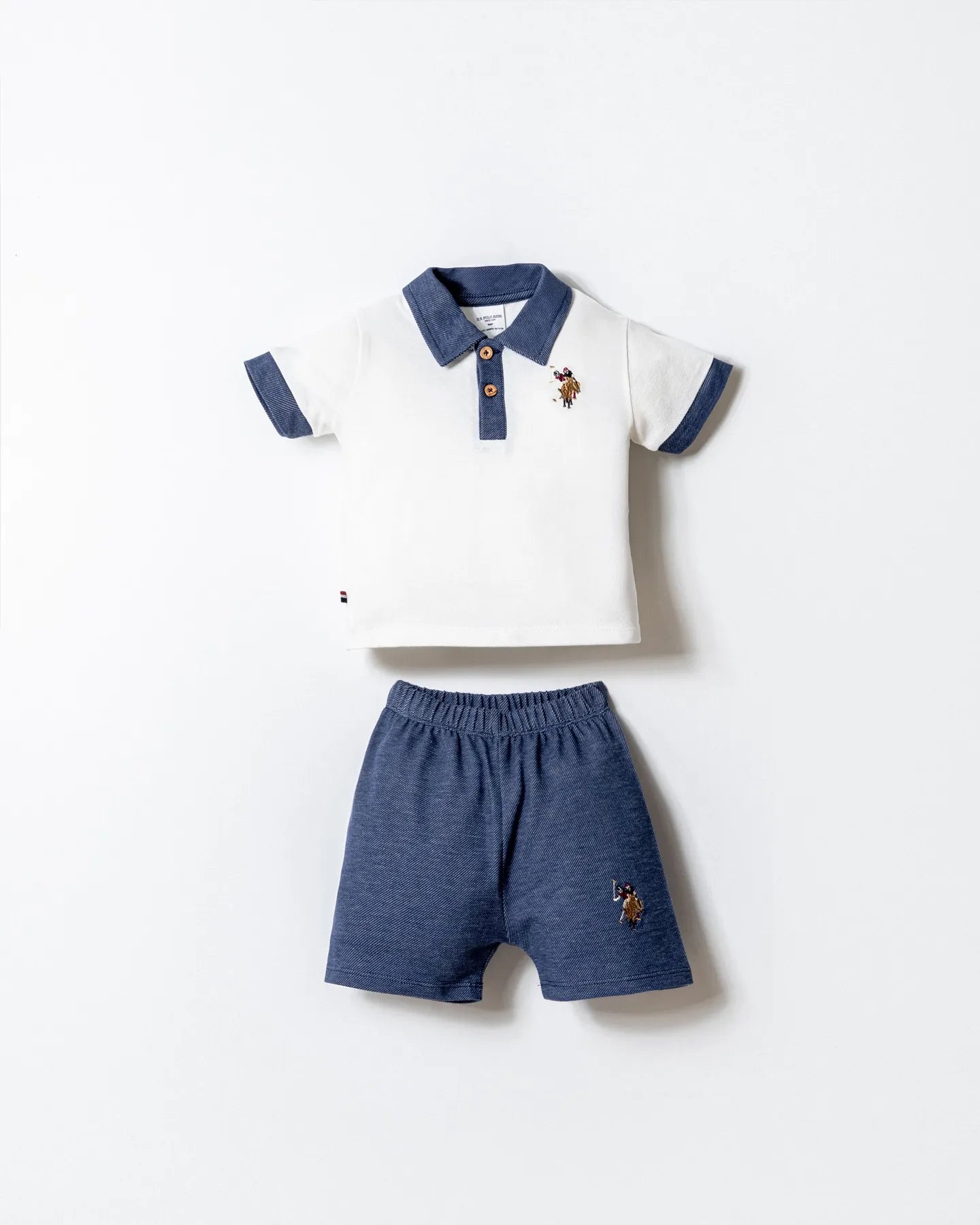 U.S. Polo Assn. White Baby Boy White T-Shirt and Short Set SKU: USB2888_White Image 02