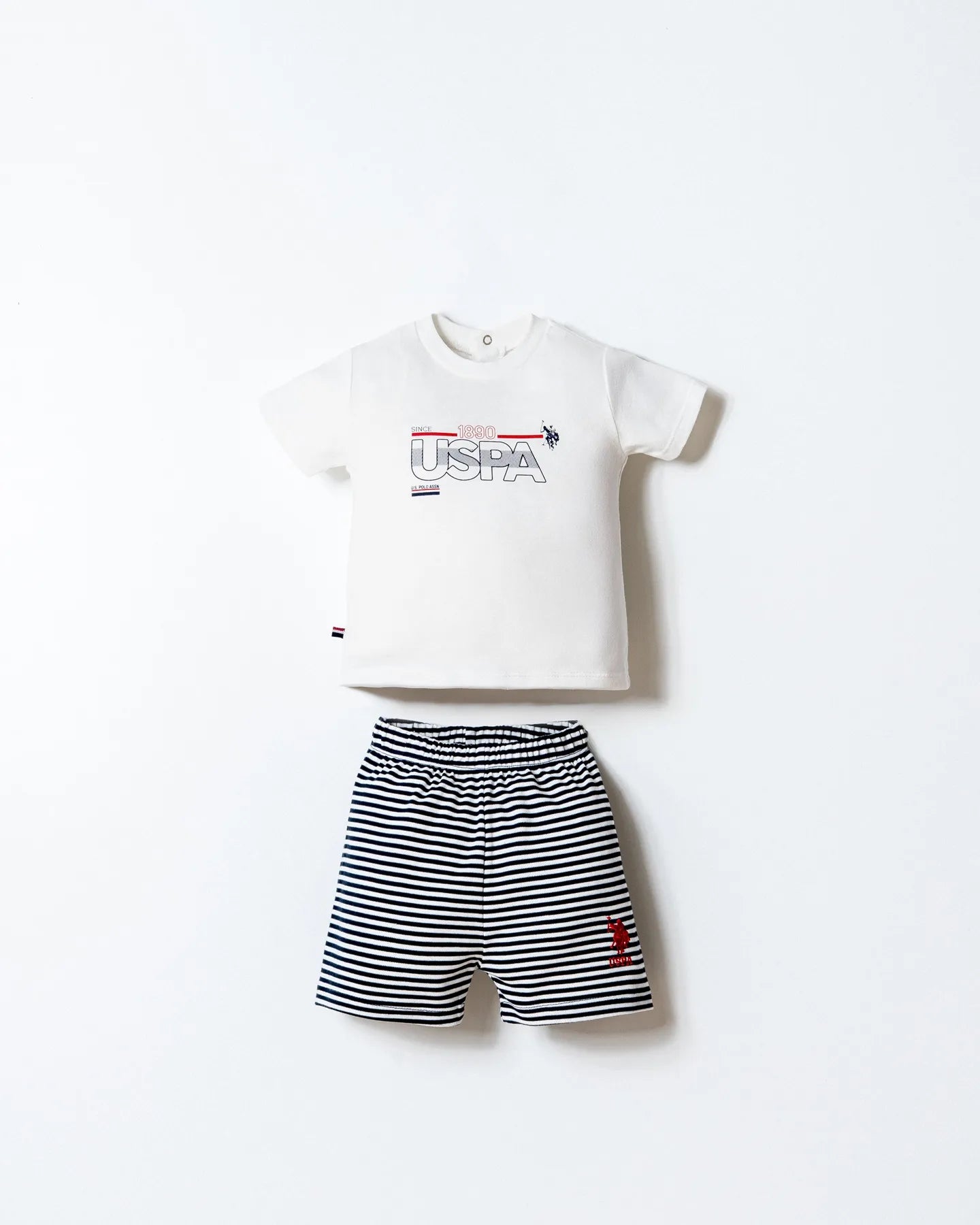 U.S. Polo Assn. White Baby Boy White T-Shirt and Short Set SKU: USB2908-YD_White Image 01