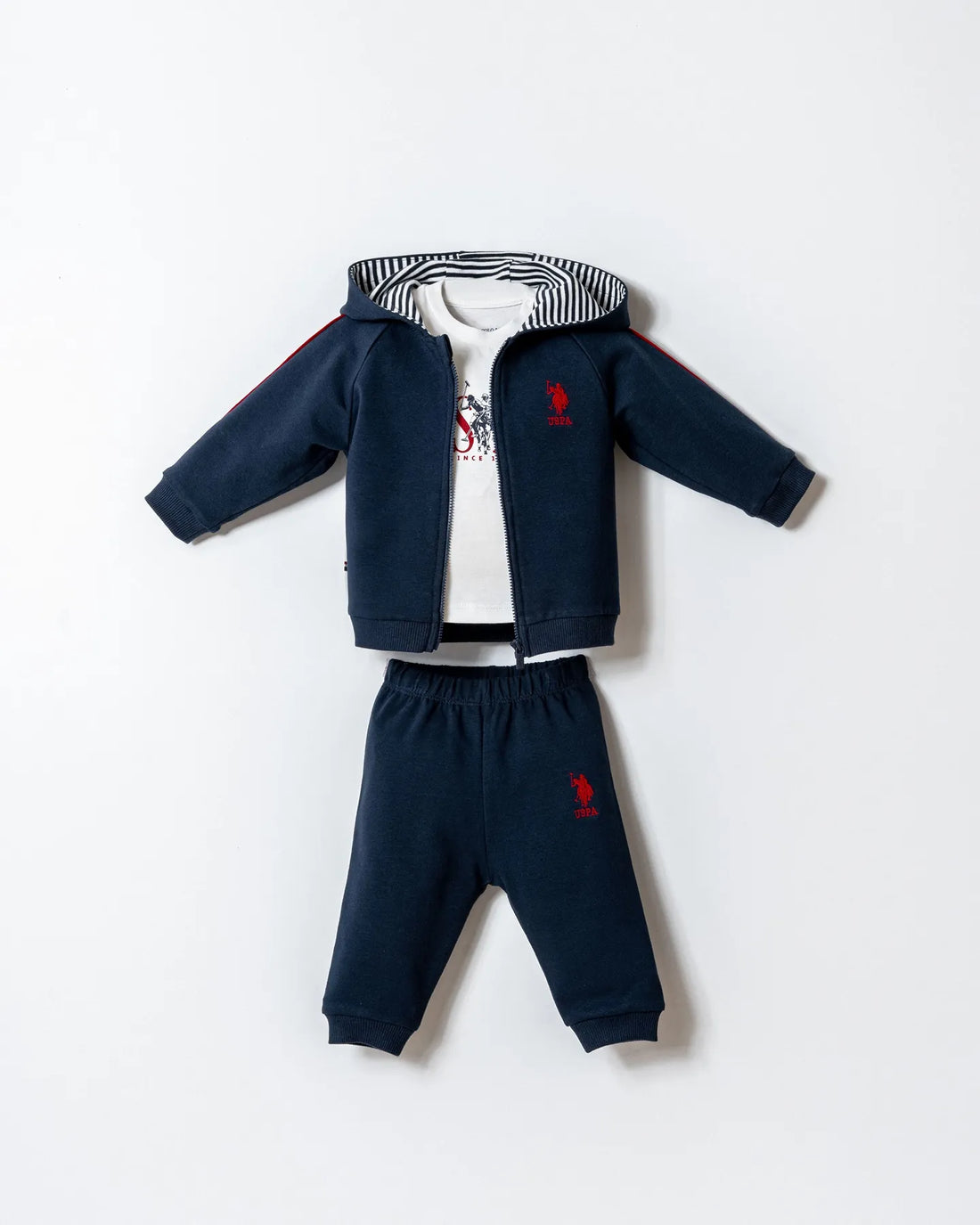 U.S. Polo Assn. Navy Baby Boy Navy Three Pieces Set SKU: USB2909-YD_Navy Image 01