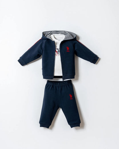 U.S. Polo Assn. Navy Baby Boy Navy Three Pieces Set SKU: USB2909-YD_Navy Image 01