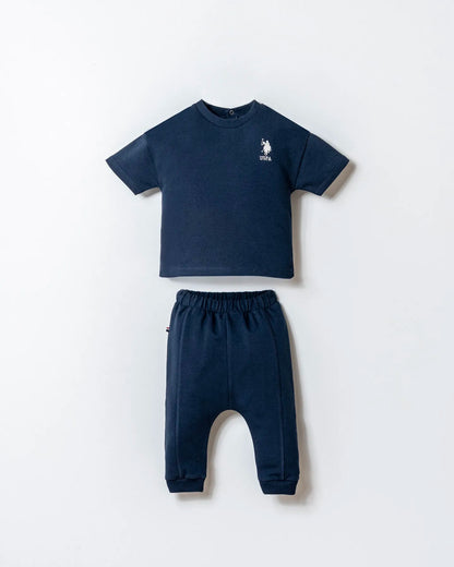U.S. Polo Assn. Blue Baby Boy Blue Two Pieces Set SKU: USB2916_Blue Image 01