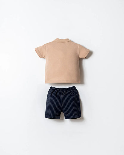 U.S. Polo Assn. Beige Baby Boy Beige T-Shirt and Short Set SKU: USB2919_Beige Image 04